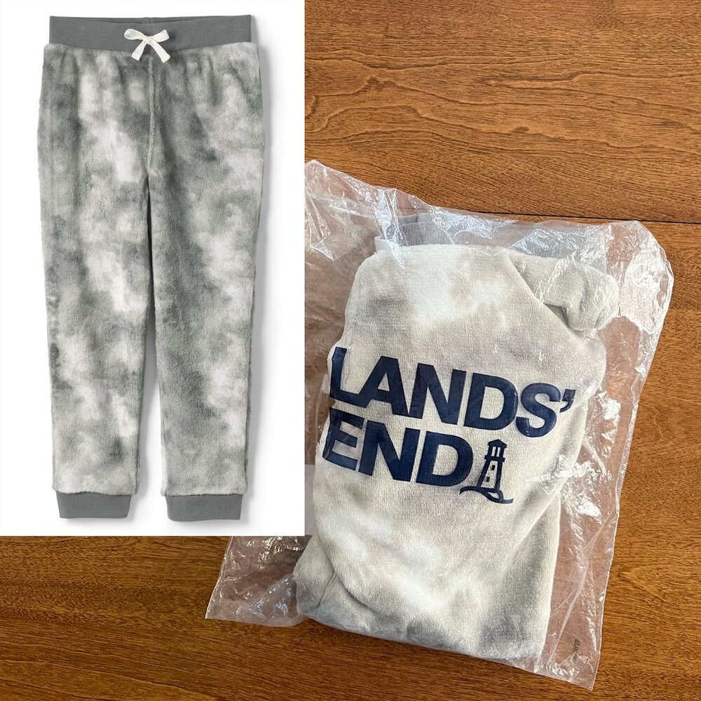 Lands' End plush fleece tie dye joggers 6 NWT